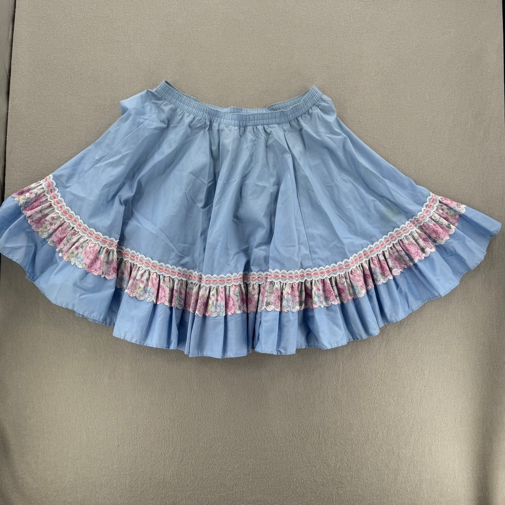 Vintage Square Dance Outfit Western Prairie Full Circle Skirt Ruffle Blouse XL - Picture 8 of 12